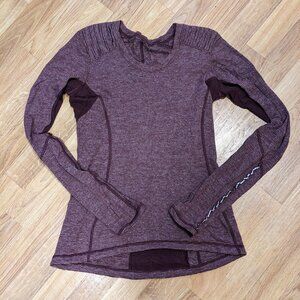 Lululemon Maroon Striped Pullover Running Top Size 6